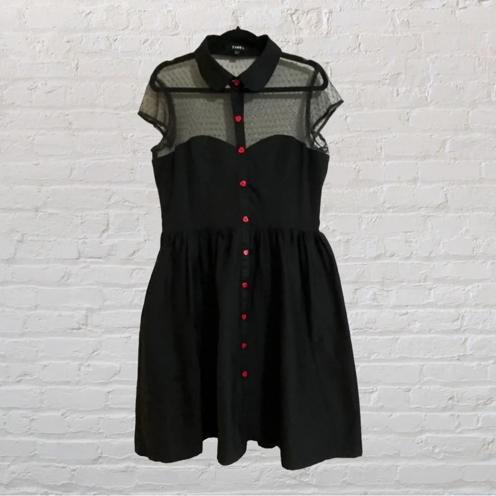 133. SHEEN Pin-Up Style Black Swing Dress - Womens Size 12 - Picture 2 of 8